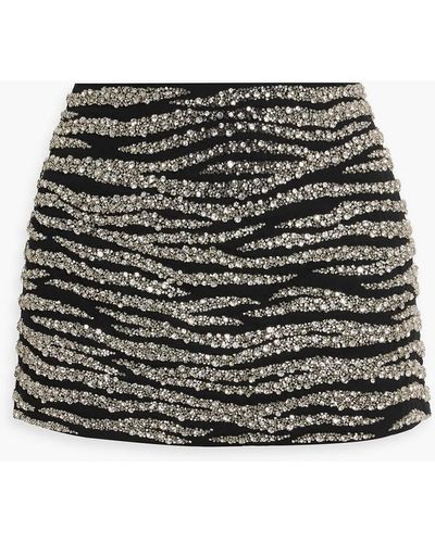 retroféte Tina Embellished Zebra-print Crepe Mini Skirt - Black