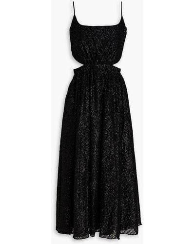Elliatt Nerida Cutout Tinsel Midi Dress - Black