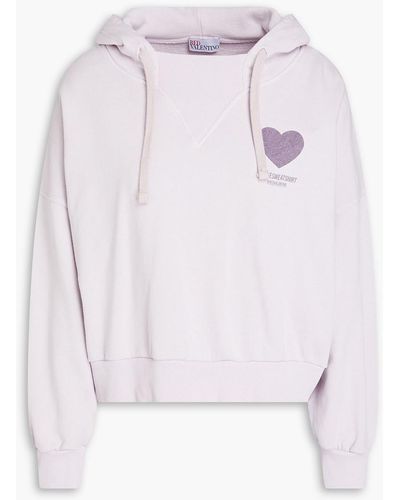 RED Valentino Printed French Cotton-terry Hoodie - White
