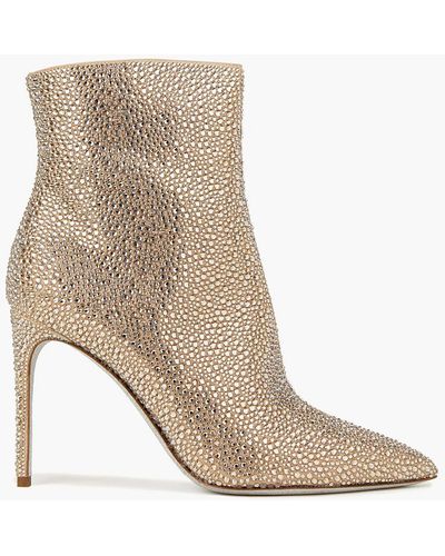 Rene Caovilla Virginie Crystal-embellished Suede Ankle Boots - Natural