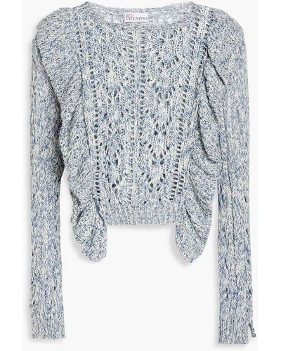 RED Valentino Cropped Ruffled Cotton And Linen-blend Jumper - White