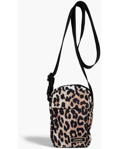 Ganni Leopard-print Shell Shoulder Bag - Black