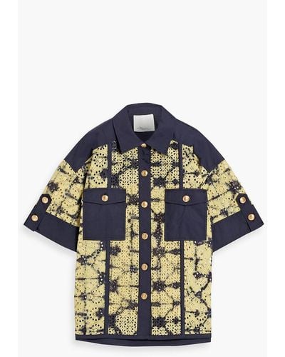 3.1 Phillip Lim Oversized Printed Broderie Anglaise Cotton Shirt - Blue