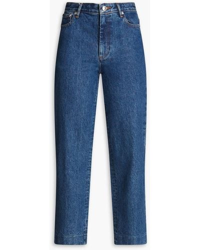 A.P.C. Hoch sitzende cropped jeans mit geradem bein in ausgewaschener optik - Blau