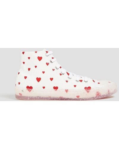 Love Moschino Printed Canvas High-top Sneakers - Pink