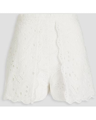 Charo Ruiz Alida Broderie Anglaise Cotton-blend Shorts - White