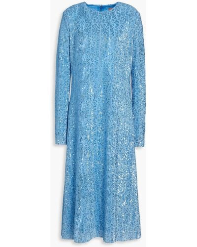 Stine Goya Celsia Sequin-embellished Metallic Knitted Midi Dress - Blue