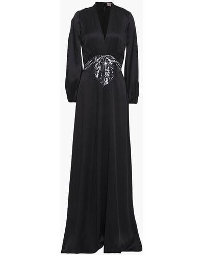 Temperley London Embellished Satin-crepe Gown - Black