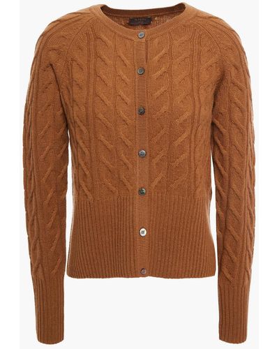 N.Peal Cashmere Cable-knit Cashmere Cardigan - Brown