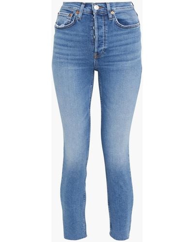 RE/DONE 90s Distressed High-rise Slim-leg Jeans - Blue