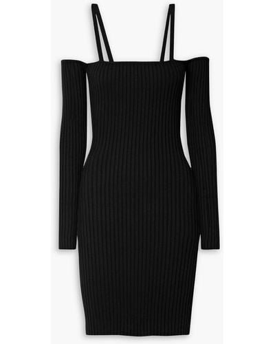 Anna Quan Jaida Cold-shoulder Ribbed Stretch-cotton Mini Dress - Black