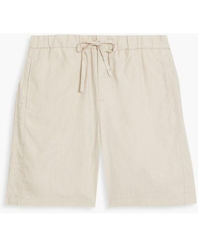 Frescobol Carioca Herringbone Linen And Cotton-blend Drawstring Shorts - Natural