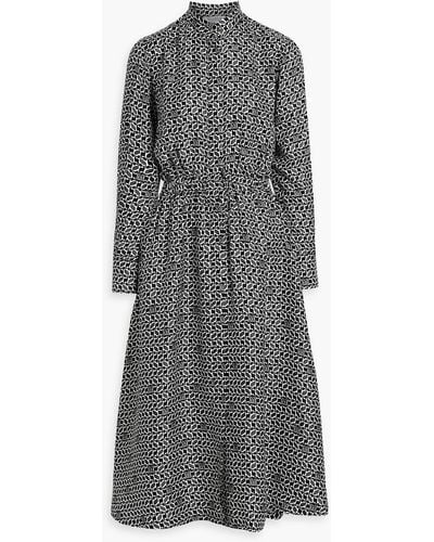 Max Mara Dyser Printed Silk-twill Midi Dress - Gray