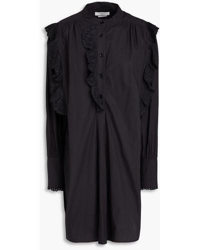 Isabel Marant Orsenia Broderie Anglaise Cotton-poplin Mini Shirt Dress - Black