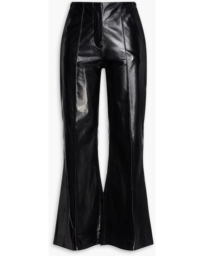 Stand Studio Jayne Cropped Faux Leather Flared Pants - Black