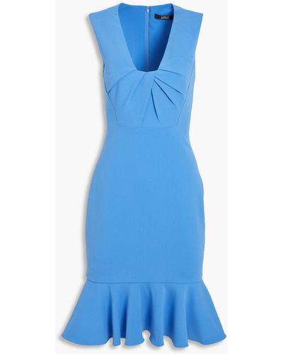 Badgley Mischka Fluted Pleated Crepe Dress - Blue