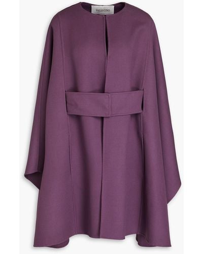 Valentino Garavani Belted Wool Cape - Purple