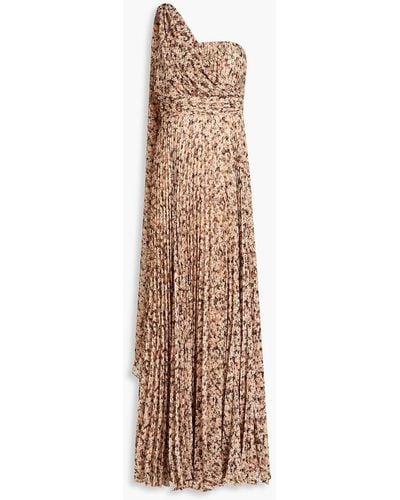 Mikael Aghal One-shoulder Fil Coupé Chiffon Maxi Dress - Pink