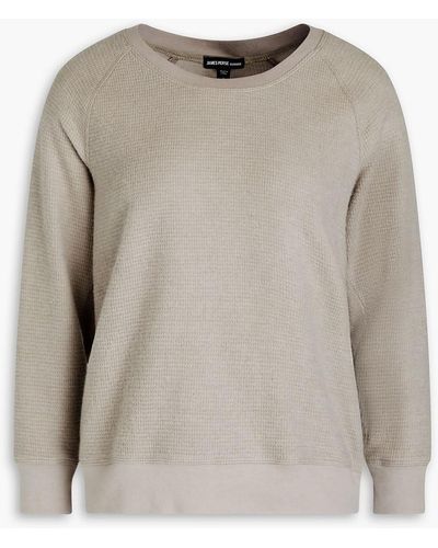 James Perse Waffle-knit Cotton And Cashmere-blend Sweatshirt - Grey