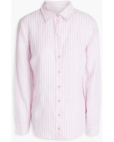 120% Lino Striped Linen Shirt - Pink