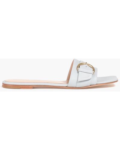 Gianvito Rossi Buckled Leather Slides - White