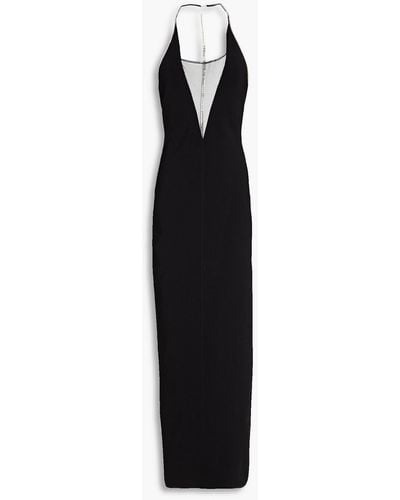 Galvan London Stella Crystal-embellished Stretch-knit Maxi Dress - Black
