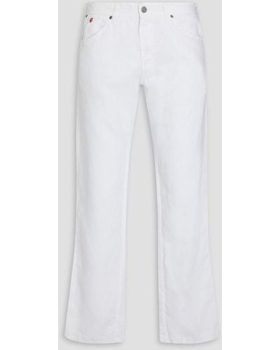 120% Lino Embroidered Linen Trousers - White