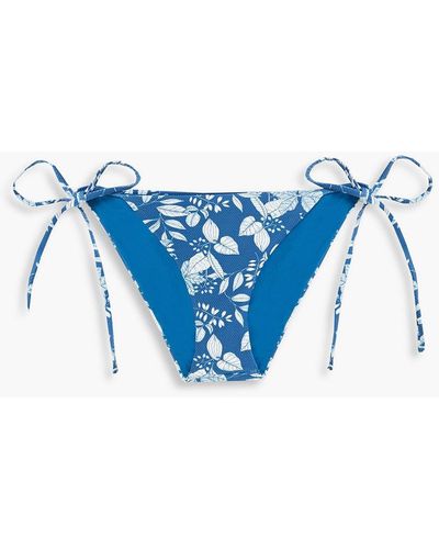 Eberjey Printed Stretch-piqué Low-rise Bikini Briefs - Blue