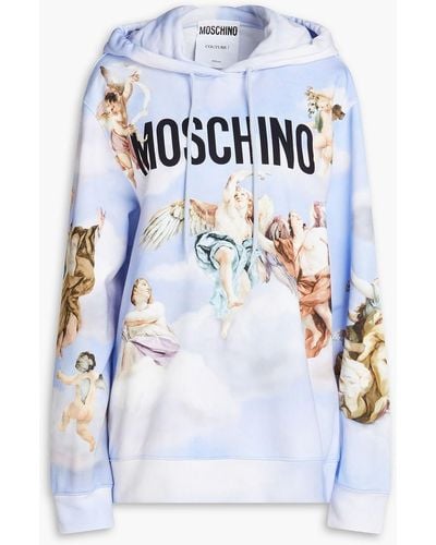 Moschino Printed French Cotton-terry Hoodie - White