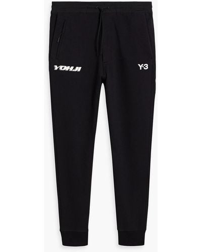 Y-3 Appliquéd French Cotton-terry Sweatpants - Black