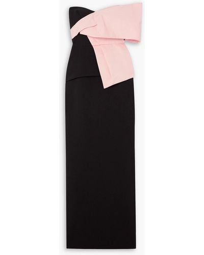 Safiyaa Suri One-shoulder Faille-paneled Stretch-crepe Gown - Black