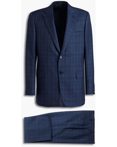Brioni Prince Of Wales Checked Wool-blend Suit - Blue