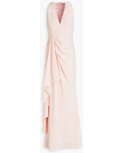 Badgley Mischka Draped Stretch-crepe Gown - Pink