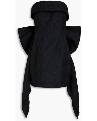 Rebecca Vallance Malone Strapless Bow-embellished Moire Mini Dress - Black