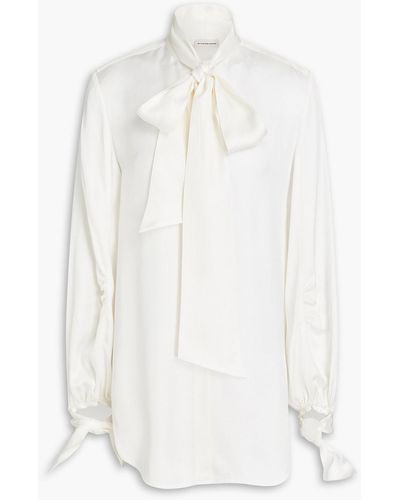 By Malene Birger Camuto Tie-front Satin-twill Shirt - White