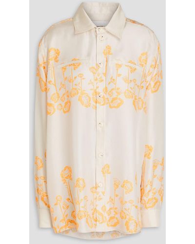 Nanushka Sabrin Floral-print Silk-twill Shirt - Natural