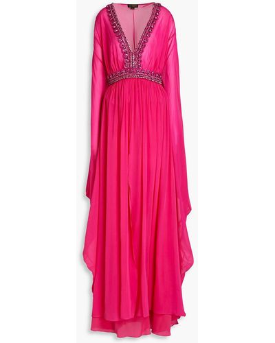 Zuhair Murad Embellished Gathered Silk-chiffon Gown - Pink