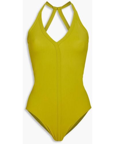 Rick Owens Cutout Halterneck Swimsuit - Yellow