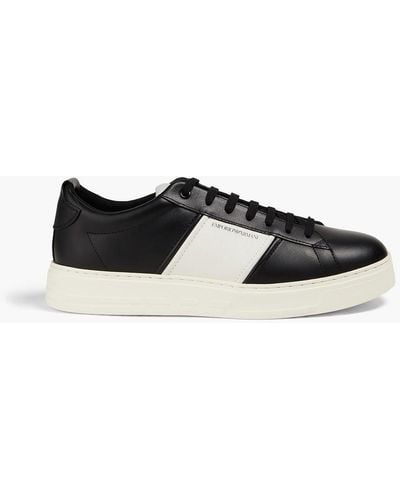 Emporio Armani Two-tone Leather Sneakers - Black