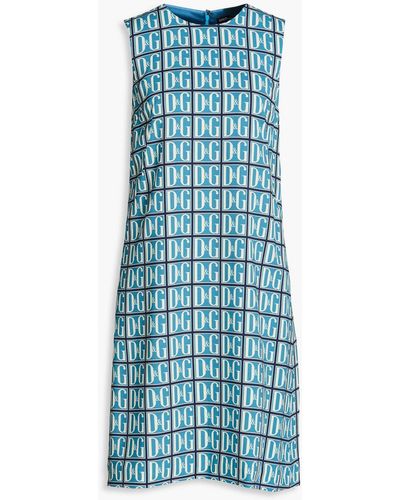 Dolce & Gabbana Monogram Crepe Dress - Blue