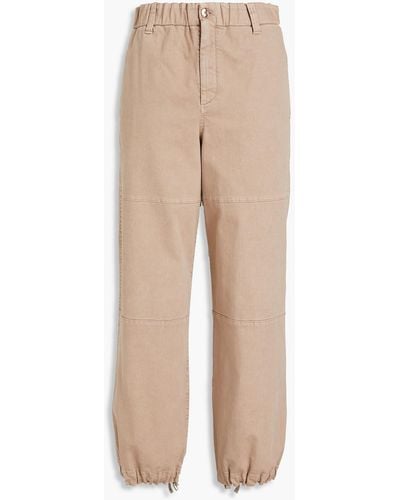 Brunello Cucinelli Bead-embellished High-rise Tapered Jeans - Natural