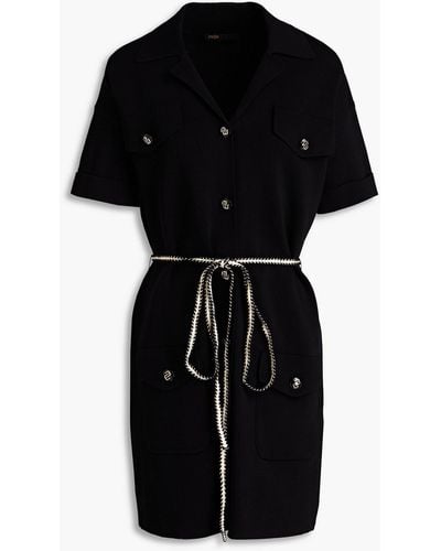 Maje Tie-detailed Knitted Mini Dress - Black