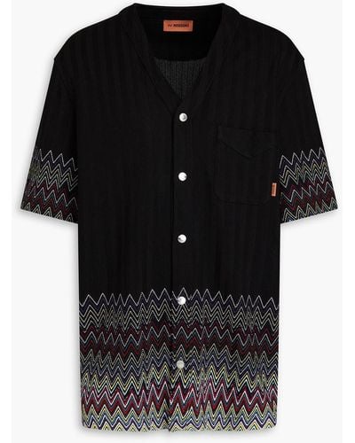 Missoni Appliquéd Crochet-knit Cotton Shirt - Black