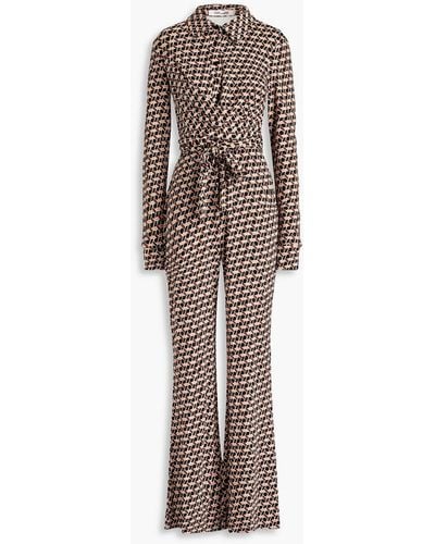 Diane von Furstenberg Michelle Wrap-effect Printed Jersey Jumpsuit - Brown