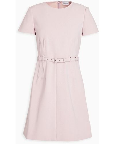 RED Valentino Belted Pintucked Stretch-crepe Mini Dress - Pink