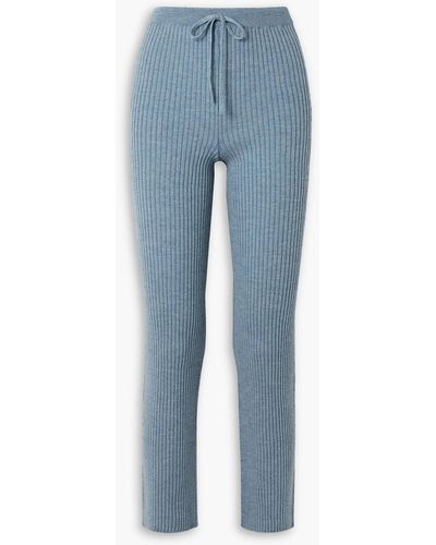 Marques'Almeida Ribbed Wool Slim-leg Trousers - Blue
