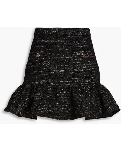 Sandro Gathered Metallic Woven Mini Skirt - Black