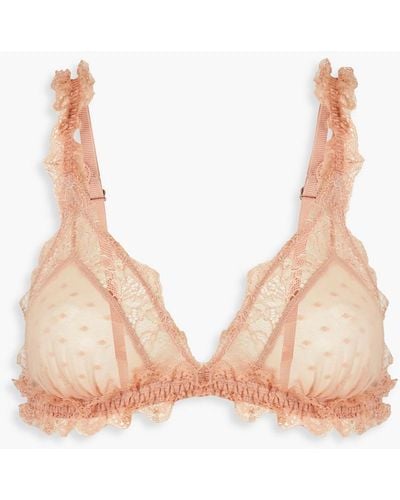 Love Stories Lace-trimmed Point D'esprit Triangle Bra - Natural