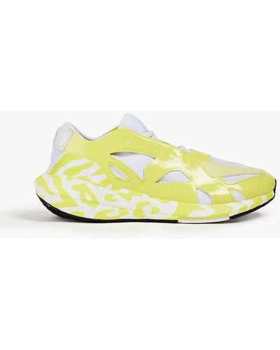 adidas By Stella McCartney Ultraboost 22 Printed Stretch-knit, Mesh And Faux Patent-leather Trainers - Yellow