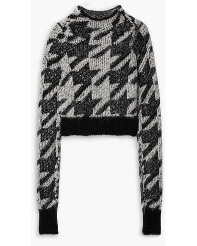 Rag & Bone Edith Cropped Houndstooth Intarsia-knit Jumper - Black
